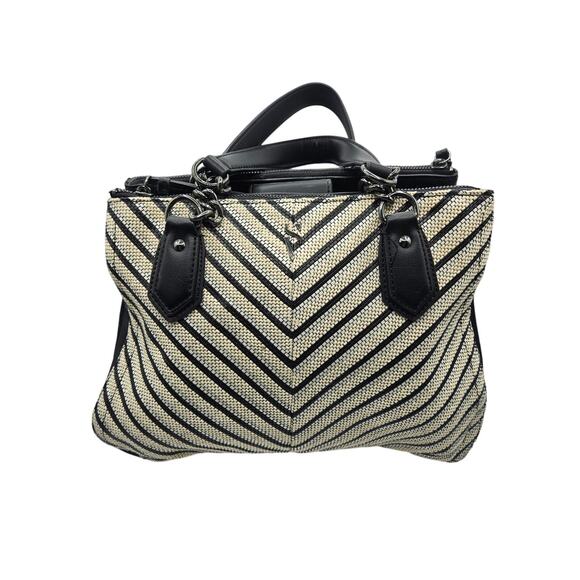Simply Vera Vera Wang Womeb's Shoulder Bag Black‎ White Woven Chain Handles - Picture 1 of 15